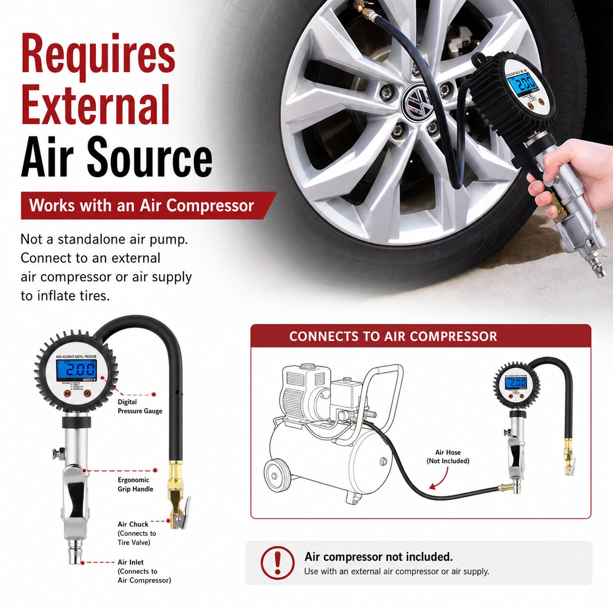 SEAPENG DP-208 Digital Tire Inflator Gauge, 5-230 PSI - Image 14